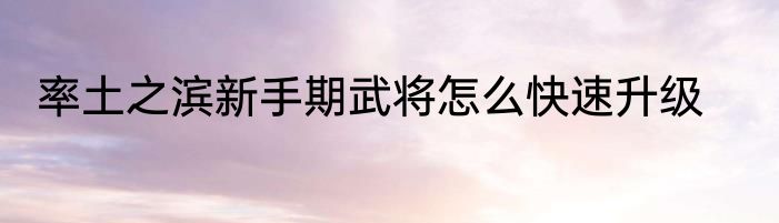 率土之滨新手期武将怎么快速升级
