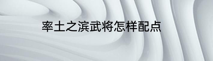 率土之滨武将怎样配点
