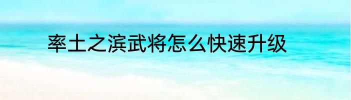 率土之滨武将怎么快速升级