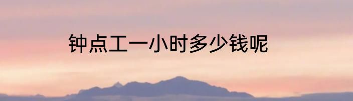 钟点工一小时多少钱呢