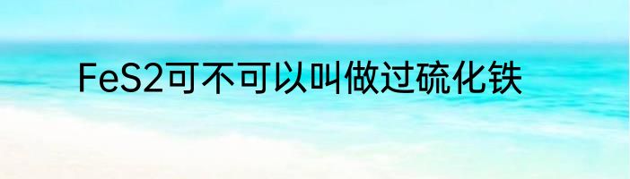 FeS2可不可以叫做过硫化铁