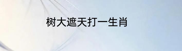 树大遮天打一生肖
