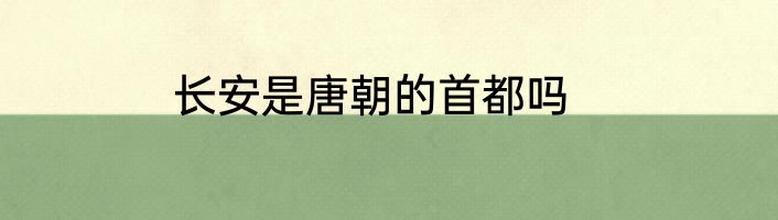 长安是唐朝的首都吗