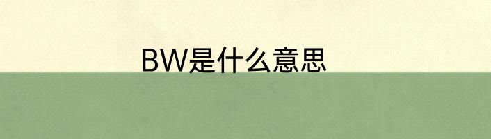 BW是什么意思
