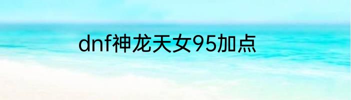 dnf神龙天女95加点