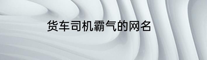 货车司机霸气的网名