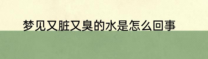 梦见又脏又臭的水是怎么回事