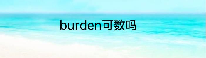 burden可数吗