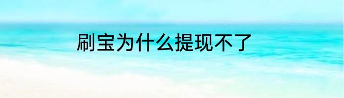 刷宝为什么提现不了