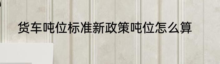 货车吨位标准新政策吨位怎么算