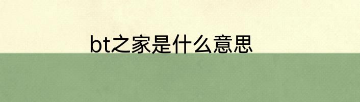 bt之家是什么意思