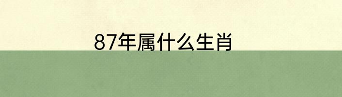 87年属什么生肖