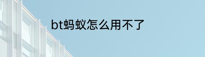 bt蚂蚁怎么用不了