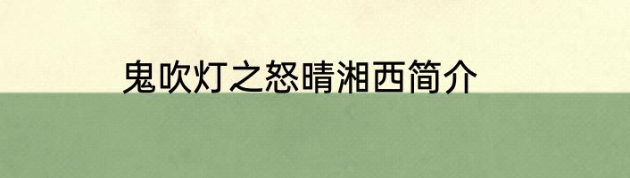鬼吹灯之怒晴湘西简介