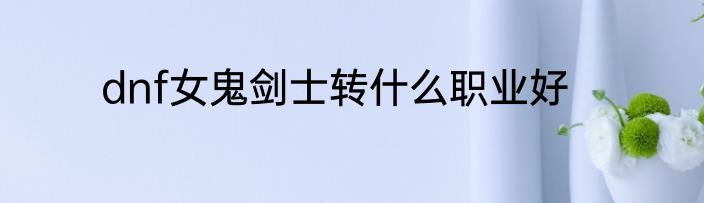 dnf女鬼剑士转什么职业好