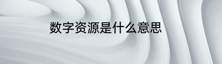 数字资源是什么意思