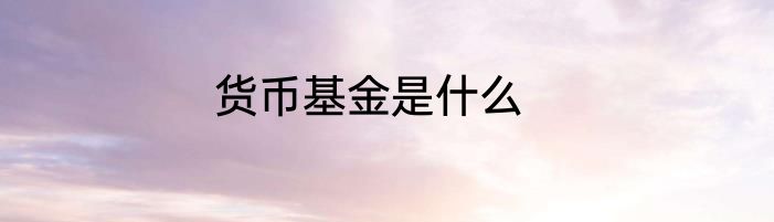 货币基金是什么
