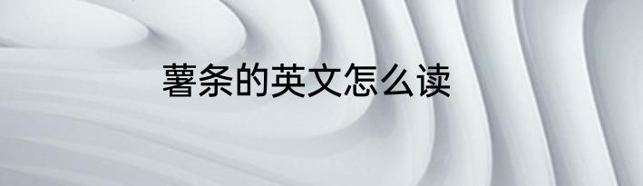 薯条的英文怎么读