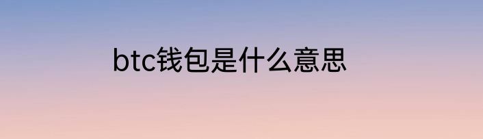 btc钱包是什么意思
