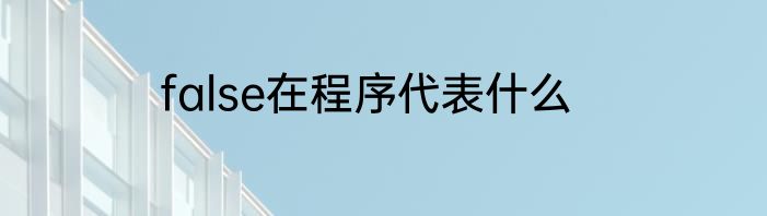 false在程序代表什么