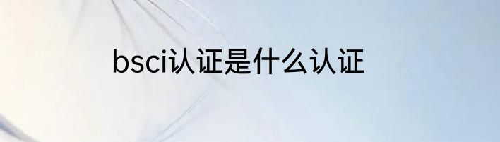 bsci认证是什么认证