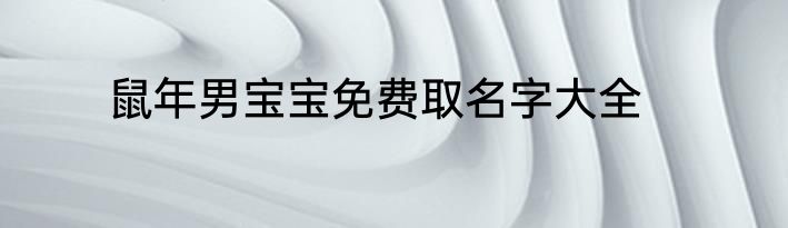 鼠年男宝宝免费取名字大全