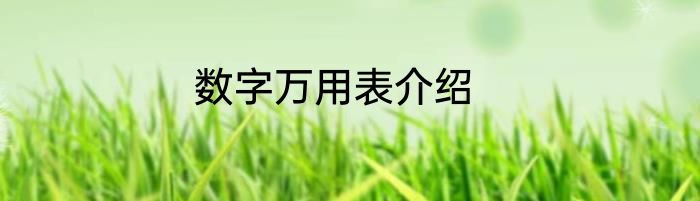 数字万用表介绍
