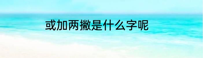 或加两撇是什么字呢