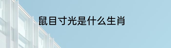 鼠目寸光是什么生肖