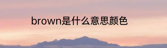 brown是什么意思颜色