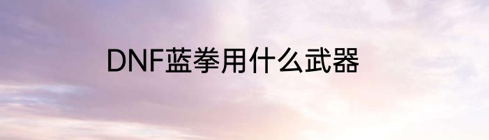 DNF蓝拳用什么武器