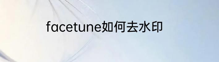 facetune如何去水印