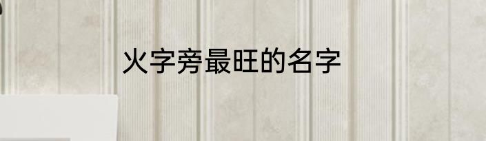 火字旁最旺的名字