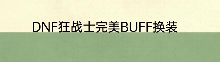 DNF狂战士完美BUFF换装