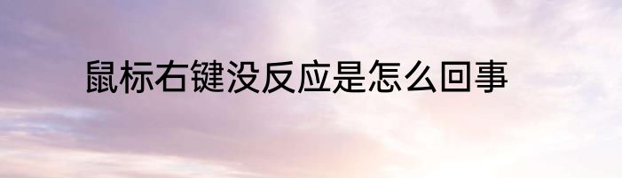 鼠标右键没反应是怎么回事