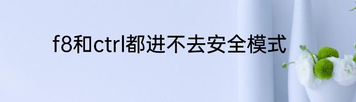 f8和ctrl都进不去安全模式