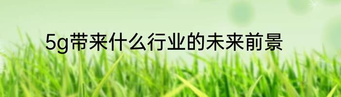 5g带来什么行业的未来前景