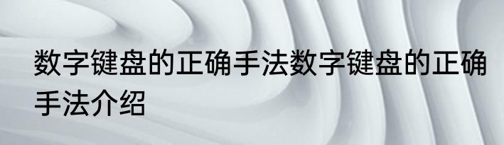 数字键盘的正确手法数字键盘的正确手法介绍