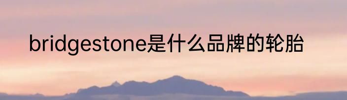 bridgestone是什么品牌的轮胎