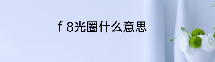 f 8光圈什么意思
