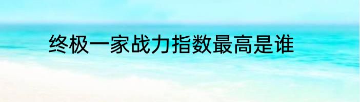 终极一家战力指数最高是谁