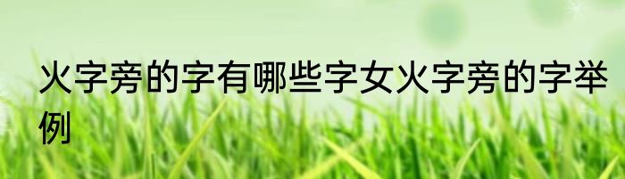 火字旁的字有哪些字女火字旁的字举例