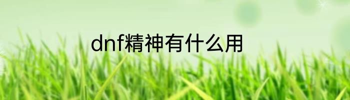 dnf精神有什么用