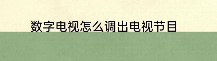 数字电视怎么调出电视节目