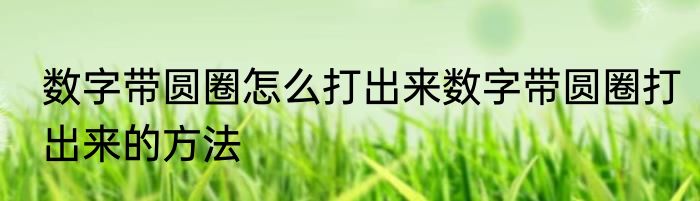 数字带圆圈怎么打出来数字带圆圈打出来的方法
