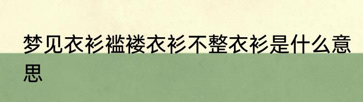 梦见衣衫褴褛衣衫不整衣衫是什么意思