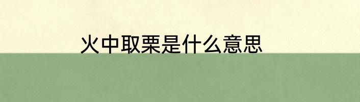 火中取栗是什么意思
