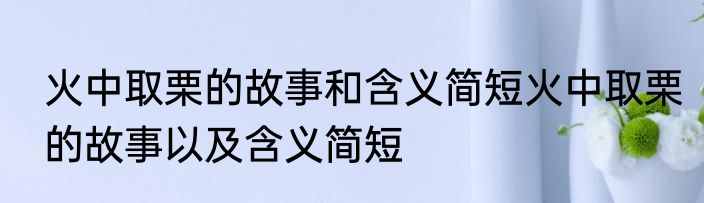 火中取栗的故事和含义简短火中取栗的故事以及含义简短
