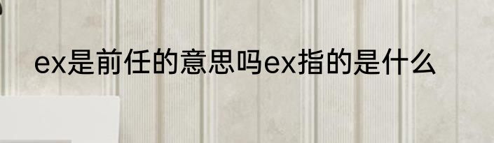 ex是前任的意思吗ex指的是什么
