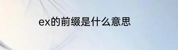 ex的前缀是什么意思